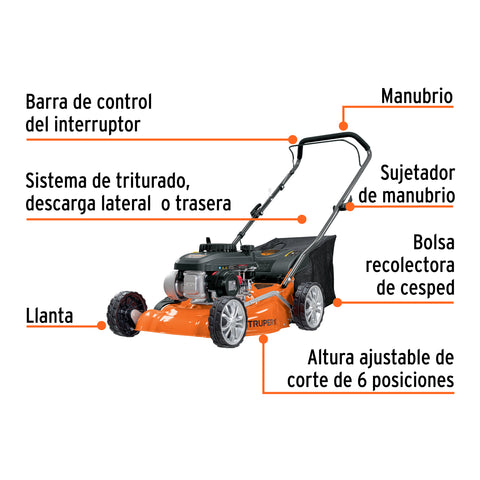 Podadora con motor a gasolina de 4 HP, 18' de corte, Truper | P-418 | 19966
