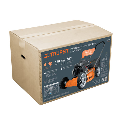 Podadora con motor a gasolina de 4 HP, 18' de corte, Truper | P-418 | 19966