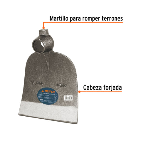 Azadón oreja y martillo No. 2 de 2.8 lb, sin mango, TRUPER | AOM-2 | 19980