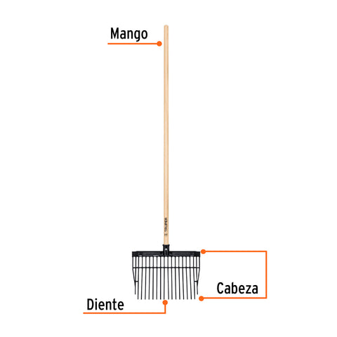 Bieldo para estiércol 16 dientes, mgo largo 54' cab/plástica | BF-16 | 19998