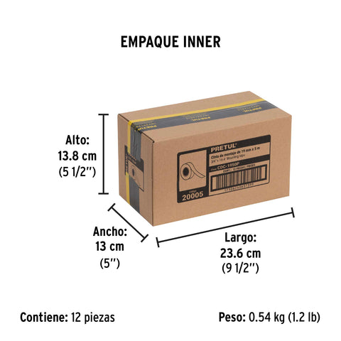 Cinta doble cara de 19 mm x 5 m Pretul | CDC-1950P | 20005