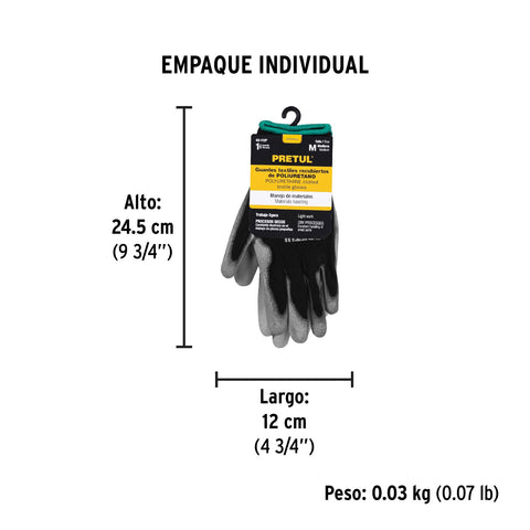Guantes de nylon recubiertos de poliuretano, M, PRETUL | GU-112P | 20030
