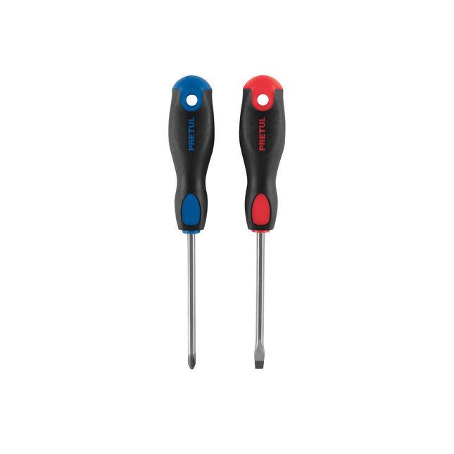 Dúo de desarmadores 1/4' x 4' mango Comfort Grip, Pretul | DUO-1/4X4BP | 20215