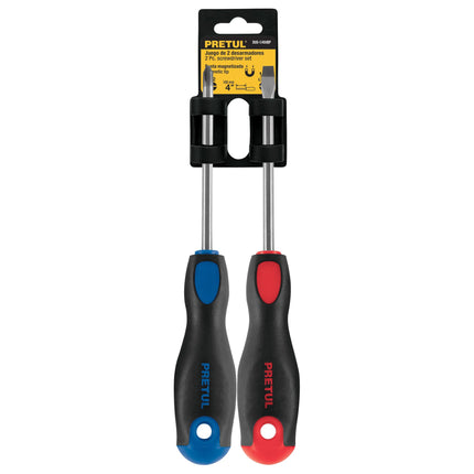 Dúo de desarmadores 1/4' x 4' mango Comfort Grip, Pretul | DUO-1/4X4BP | 20215