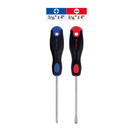 Dúo de desarmadores 3/16' x 4' mango Comfort Grip, Pretul | DUO-3/16X4BP | 20216