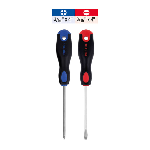 Dúo de desarmadores 3/16' x 4' mango Comfort Grip, Pretul | DUO-3/16X4BP | 20216