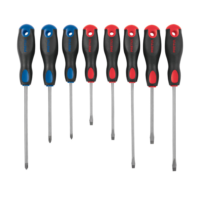 Juego de 8 desarmadores mango Comfort Grip, Pretul | JD-8BP | 20219