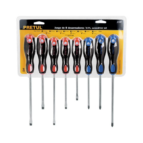Juego de 8 desarmadores mango Comfort Grip, Pretul | JD-8BP | 20219