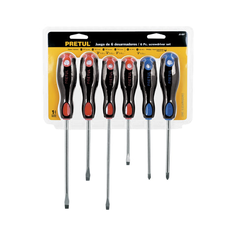 Juego de 6 desarmadores mango Comfort Grip, Pretul | JD-6BP | 20220