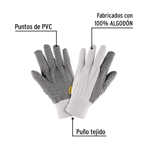 Guantes de algodón con puntos PVC en palma, unitalla, PRETUL | GU-455 | 20330