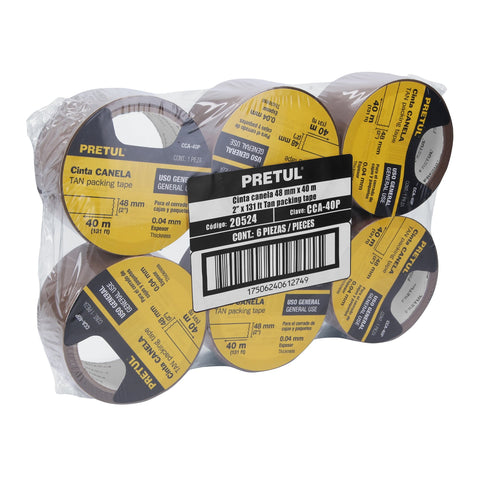 Cinta de empaque 48 mm x 40 m canela, Pretul | CCA-40P | 20524