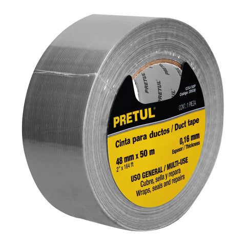 Cinta para ducto 50m x 48mm, espesor 0.16mm, Pretul | CDU-50P | 20530