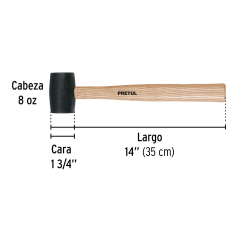 Mazo de hule, 8 oz, Pretul | MH-8P | 20565