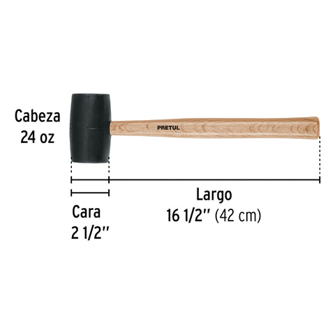 Mazo de hule, 24 oz, Pretul | MH-24P | 20567