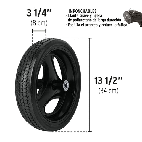 Carretilla 5.5 ft3 roja,imponchable,bastidor tubular, PRETUL | CAP-50FB | 20630