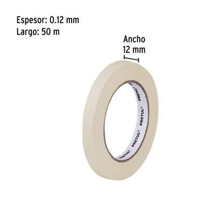 Cinta masking tape de 1/2' x 50 m, Pretul (MSK-1/2P)