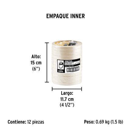 Cinta masking tape de 1/2' x 50 m, Pretul (MSK-1/2P)