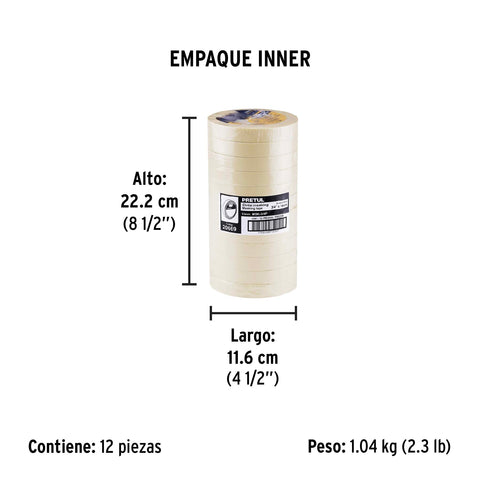 Cinta masking tape de 3/4' x 50 m, Pretul | MSK-3/4P | 20669