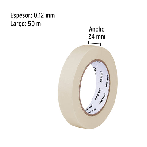 Cinta masking tape de 1' x 50 m, Pretul | MSK-1P | 20670
