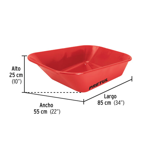 Carretilla 3.5 ft3 roja,angosta, imponchable, tubular,PRETUL | CAP-35FB | 20674