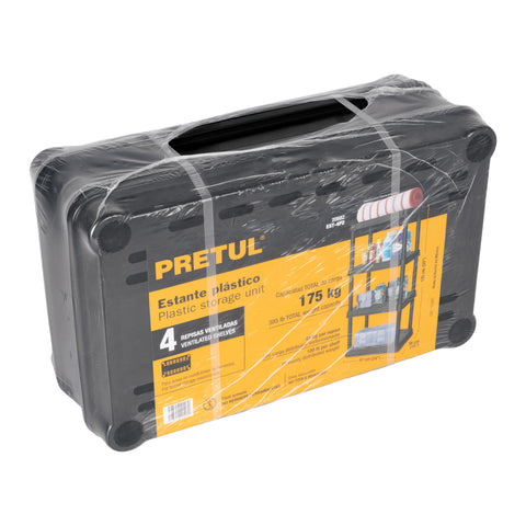 Estante plástico 4 repisas cap. 45 Kg, 125x38x61, PRETUL | EST-4P2 | 20682