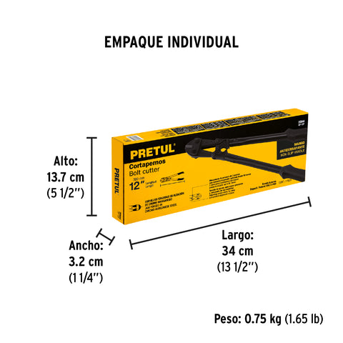 Cortapernos 12', mango tubular, PRETUL | CP-12P | 20944