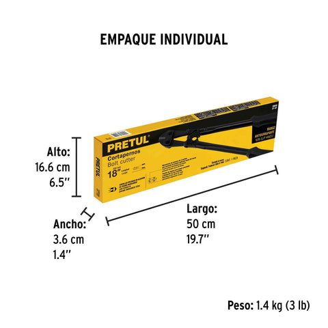 Cortapernos 18', mango tubular, PRETUL | CP-18P | 20946