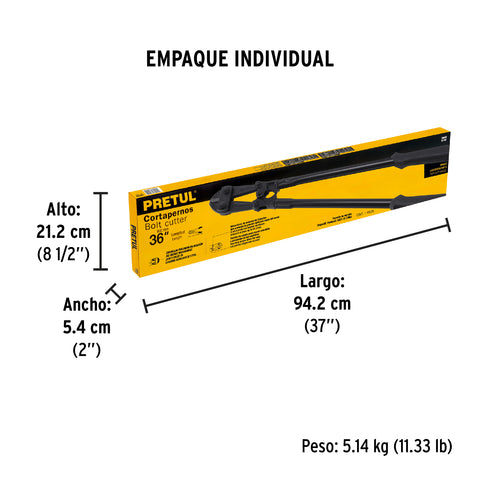 Cortapernos 36', mango tubular, PRETUL | CP-36P | 20949