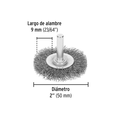 Carda circular 2' alambre grueso para taladro, Pretul | CA-2P | 21002