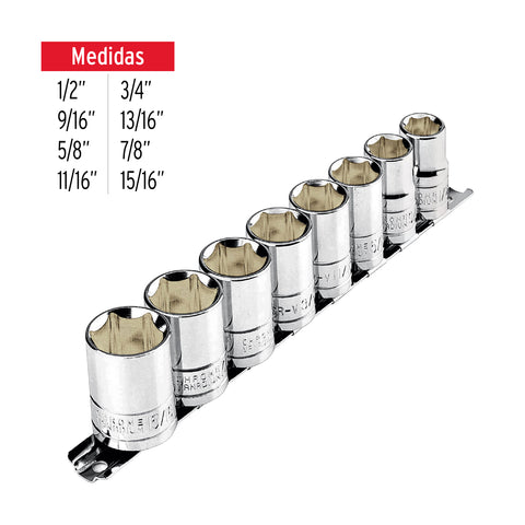 Juego de 8 dados cuadro 1/2' std, Pretul | JD-1/2X9SAE-P | 21170