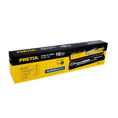 Juego de 16 herramientas 1/2' mm para mecánico, Pretul | JD-1/2X17MM-P | 21174