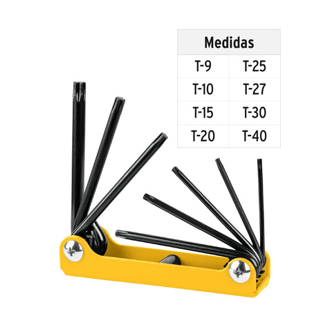 Juego de 8 llaves torx tipo navaja, cuerpo de lámina, PRETUL | TORX-8P | 21395