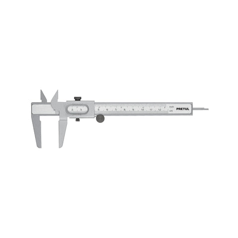 Calibrador vernier escolar 5', acero, std y mm, PRETUL | VER-6P | 21454