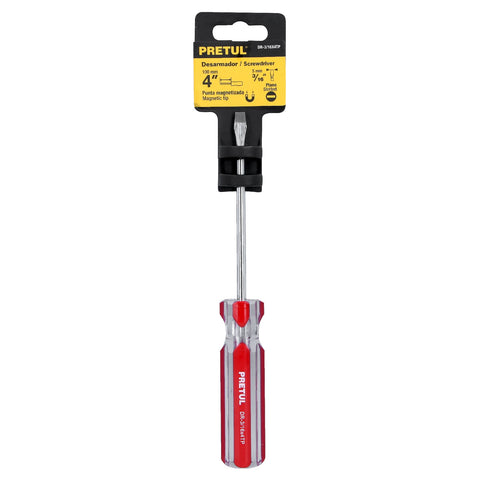 Desarmador plano 3/16 x 4' mango de PVC, Pretul | DR-3/16X4TP | 21458