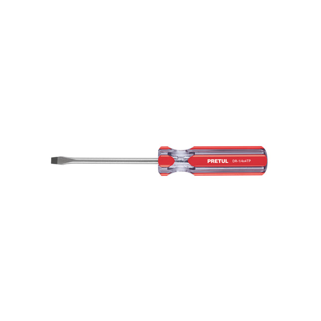 Desarmador plano 1/4 x 4' mango de PVC, Pretul | DR-1/4X4TP | 21459