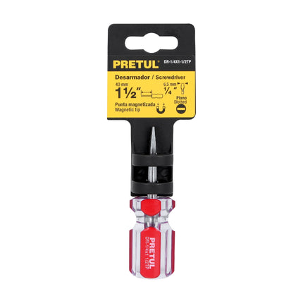 Desarmador plano 1/4 x 1-1/2' mango de PVC, Pretul | DR-1/4X1-1/2TP | 21461