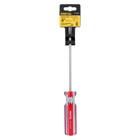 Desarmador plano 1/4 x 6' mango de PVC, Pretul | DR-1/4X6TP | 21462
