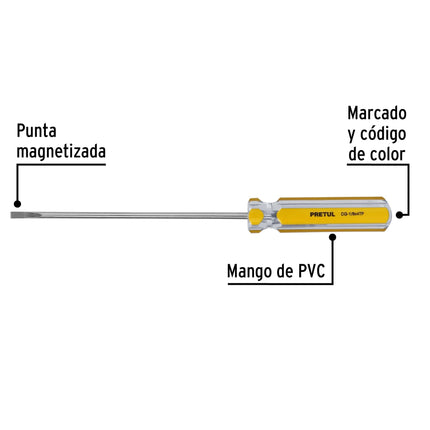 Desarmador cabinet 1/8 x 4' mango de PVC, Pretul | DG-1/8X4TP | 21464