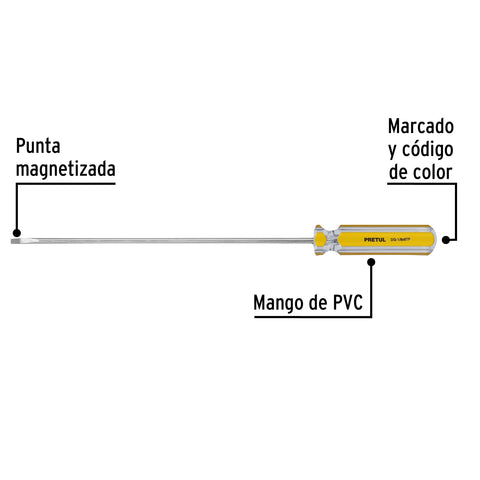 Desarmador cabinet 1/8 x 6' mango de PVC, Pretul | DG-1/8X6TP | 21465