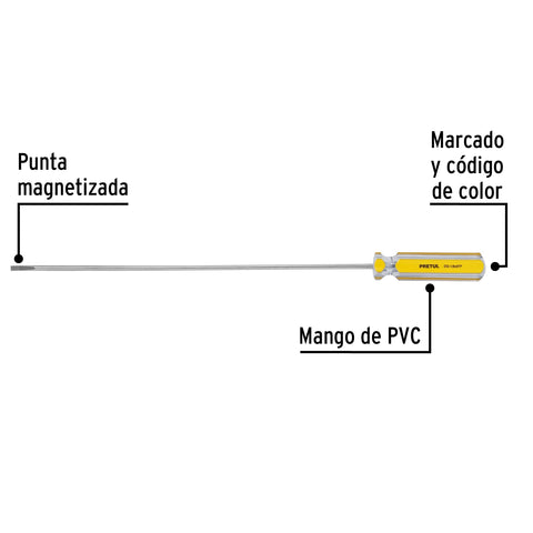 Desarmador cabinet 1/8 x 8' mango de PVC, Pretul | DG-1/8X8TP | 21466