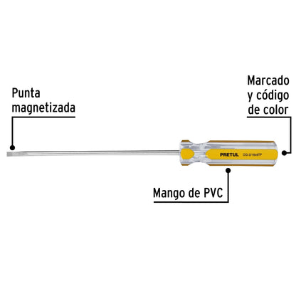 Desarmador cabinet 3/16 x 6' mango de PVC, Pretul | DG-3/16X6TP | 21468