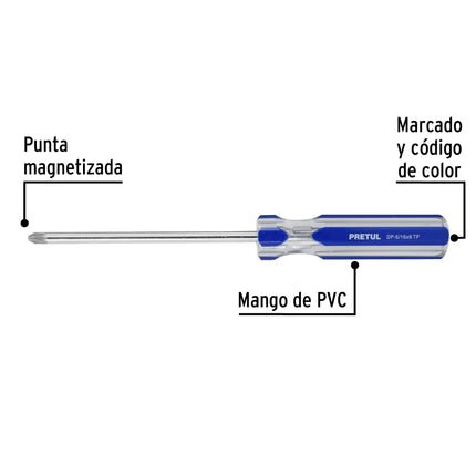 Desarmador de cruz 5/16 x 6' mango de PVC, Pretul | DP-5/16X6TP | 21470