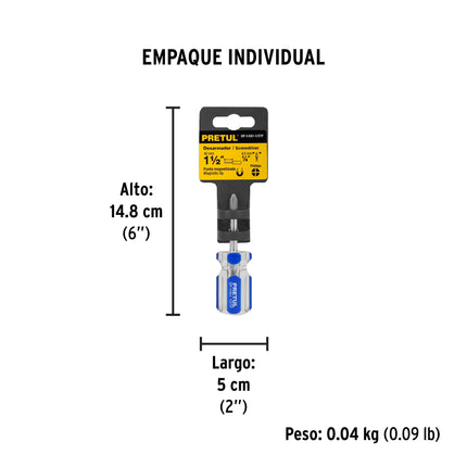 Desarmador de cruz 1/4 x 1-1/2' mango de PVC, Pretul | DP-1/4X1-1/2TP | 21476