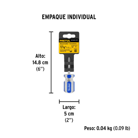 Desarmador de cruz 1/4 x 1-1/2' mango de PVC, Pretul | DP-1/4X1-1/2TP | 21476
