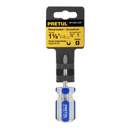 Desarmador de cruz 1/4 x 1-1/2' mango de PVC, Pretul | DP-1/4X1-1/2TP | 21476