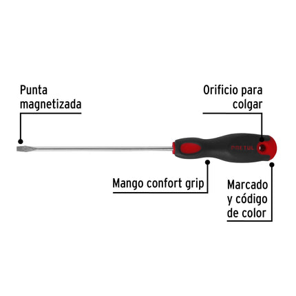 Desarmador plano 3/16 x 6' mango Comfort Grip, Pretul | DR-3/16X6BP | 21479