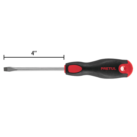 Desarmador plano 1/4' x 4'mango Comfort Grip, Pretul | DR-1/4X4BP | 21481