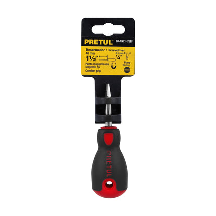Desarmador plano 1/4' x 1-1/2'mango Comfort Grip, Pretul | DR-1/4X1-1/2BP | 21483