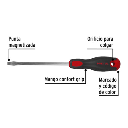 Desarmador plano 5/16' x 6' mango Comfort Grip, Pretul | DR-5/16X6BP | 21485