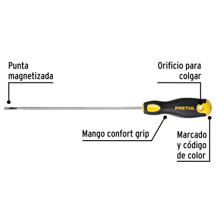 Desarmador cabinet 1/8 x 6' mango Comfort Grip, Pretul | DG-1/8X6BP | 21487